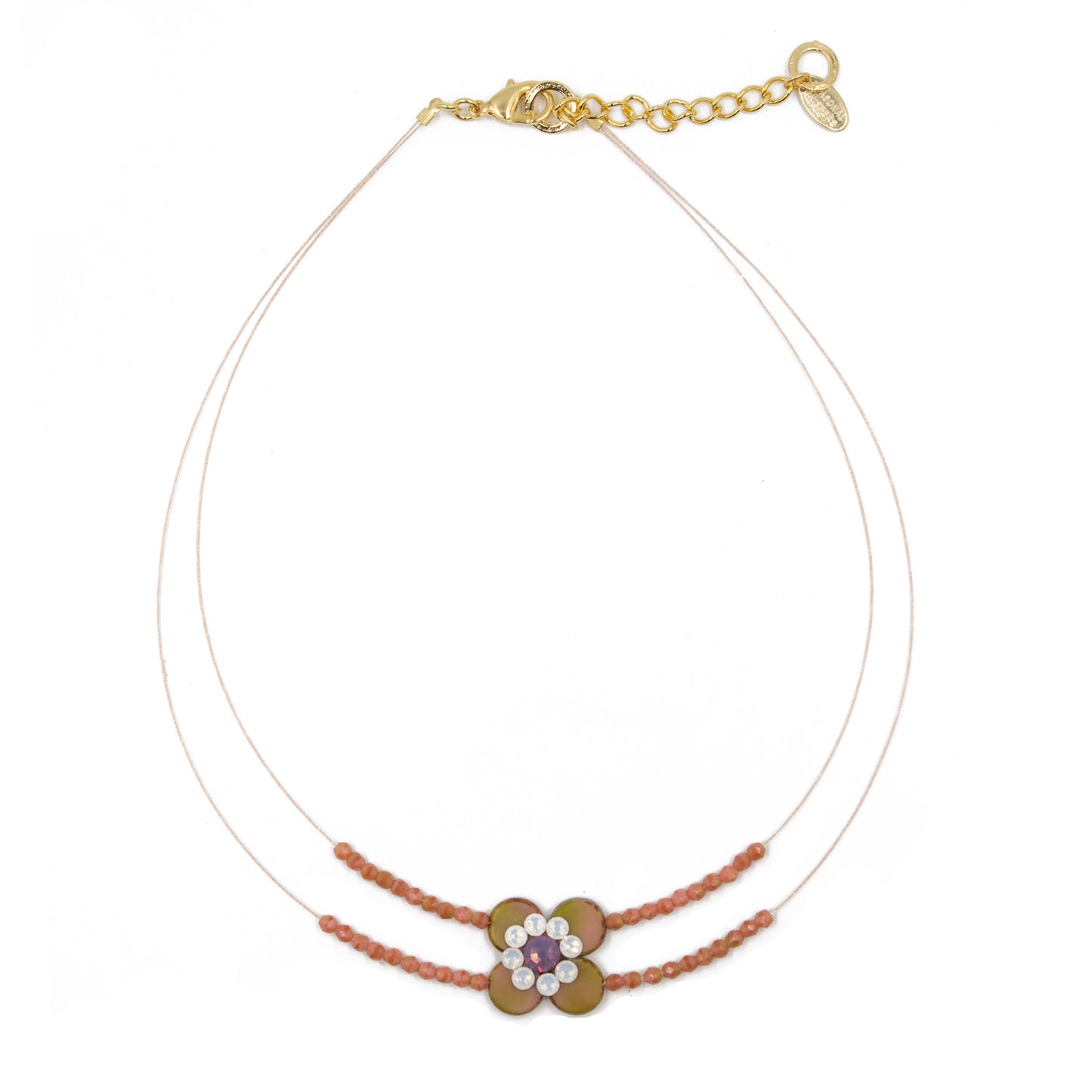 Flower Design Necklace 8487: Nude/ Nude/ Gold