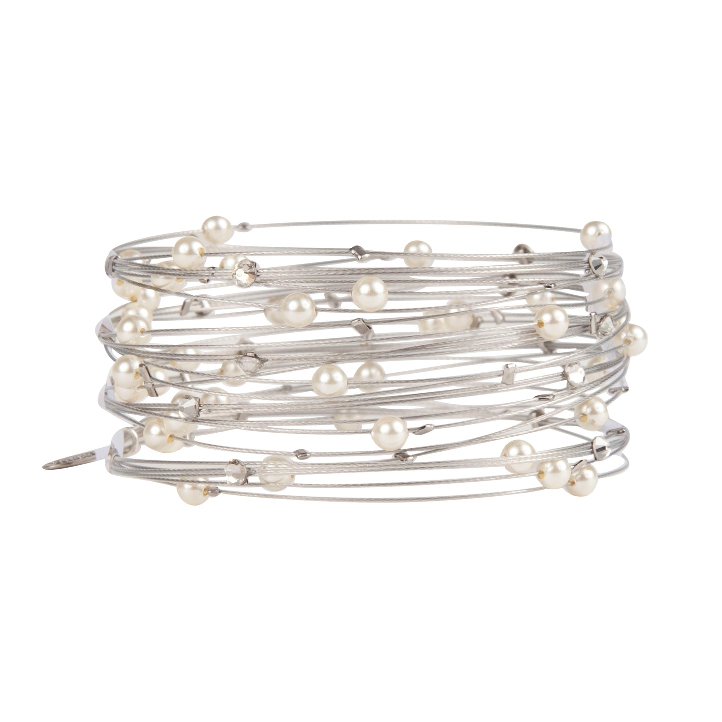 Bird's Nest Bracelet 3850: White Pearl/ Silver