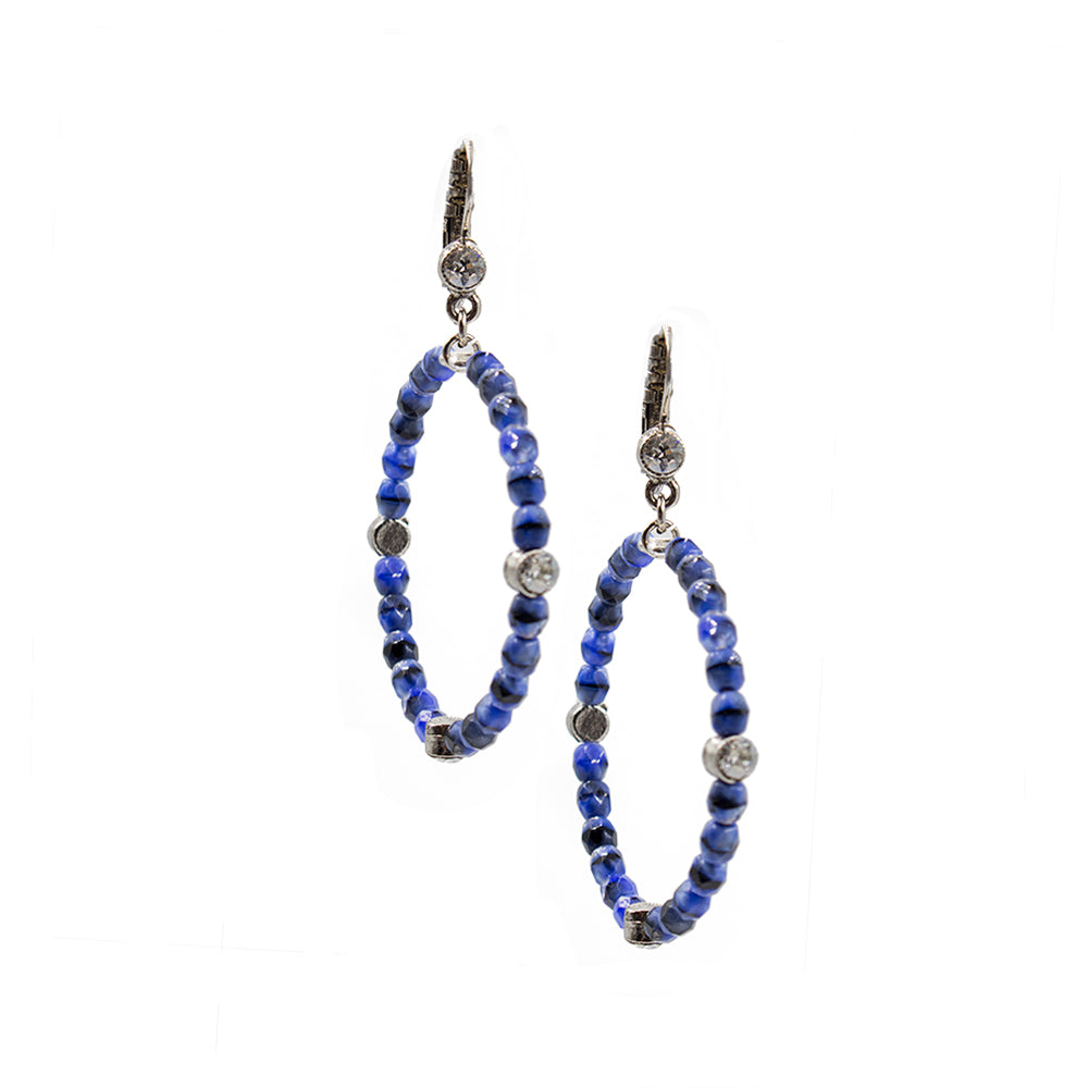 Sparkle Beaded Dangle Hoop Earring 2016: Clear/ Denim