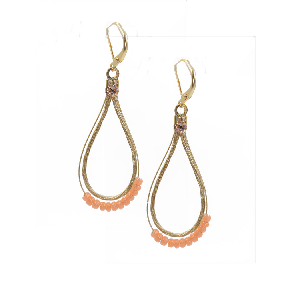 Chic Boho Teardrop Earring 2040: Peach/ Gold
