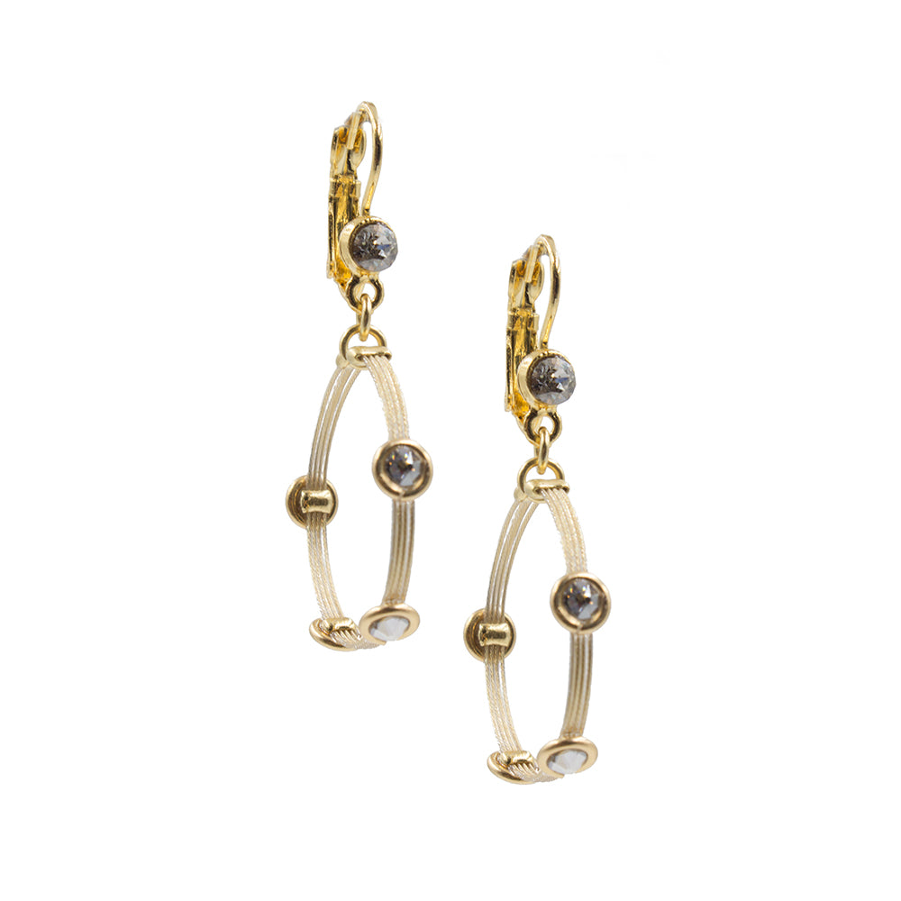 Pretty Dangle Hoop Earring 2064: Clear/ Gold