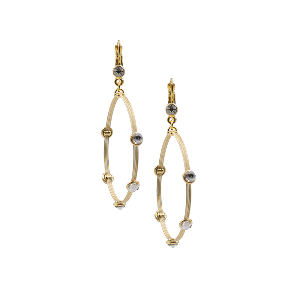 Pretty Dangle Hoop Earring LRG 2065: Clear/ Gold