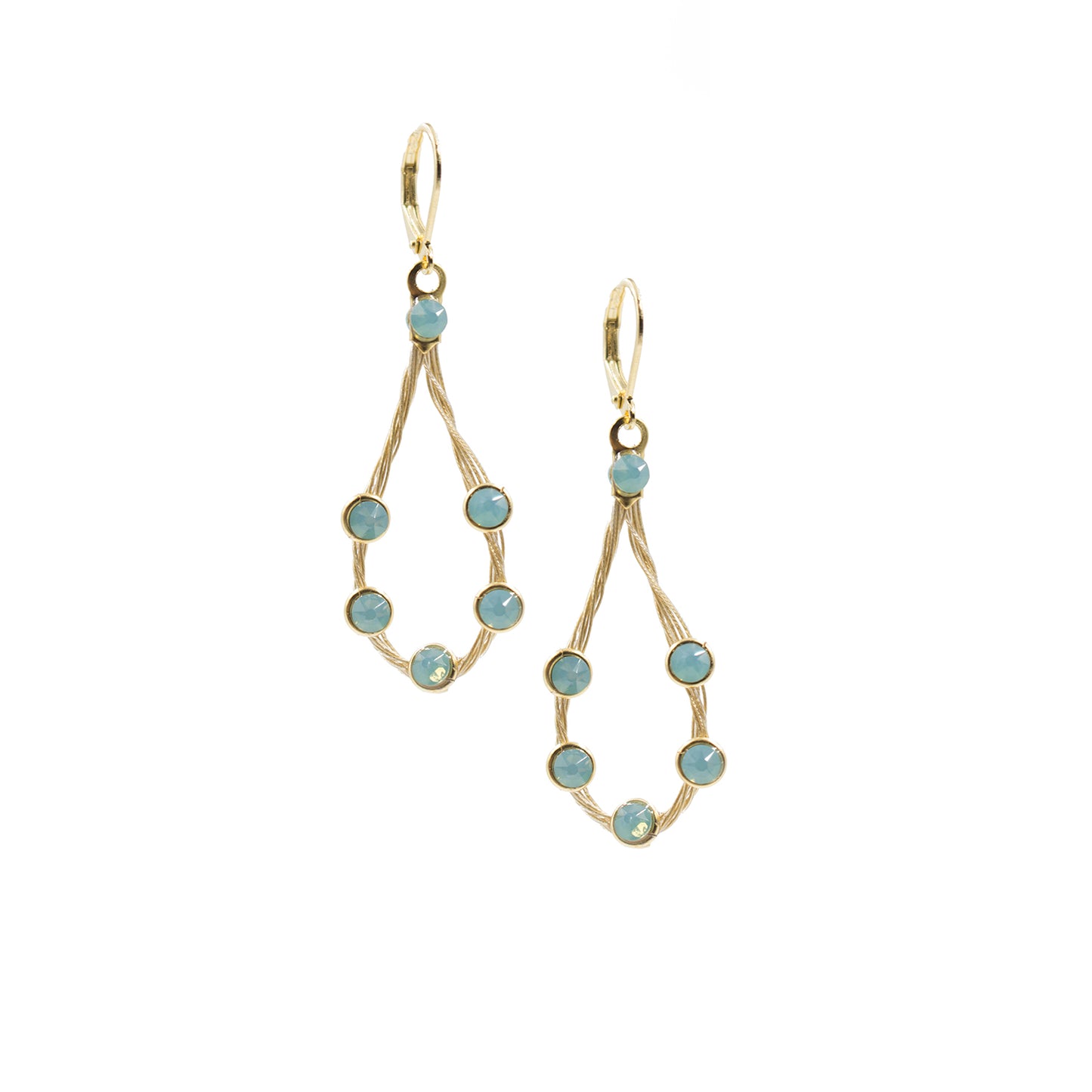 Inspired Teardrop Dangle Earring 2070: Opal Turq/ Gold