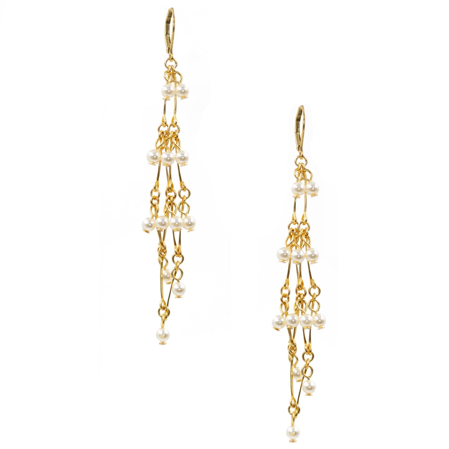 Dainty Pearl Dangle Earring 2132: White Pearl/ Gold