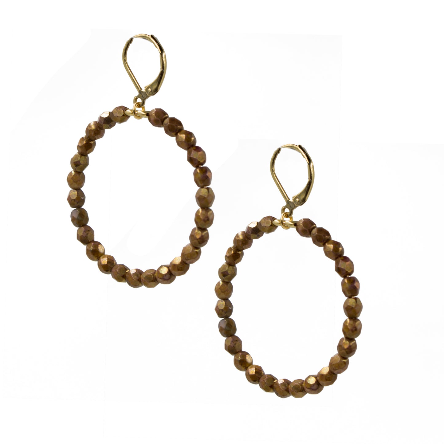 Classic Beaded Hoop Earring 2125: Brown/ Gold
