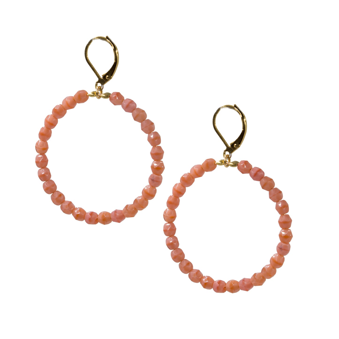 Classic Beaded Hoop Earring 2125: Nude/ Gold
