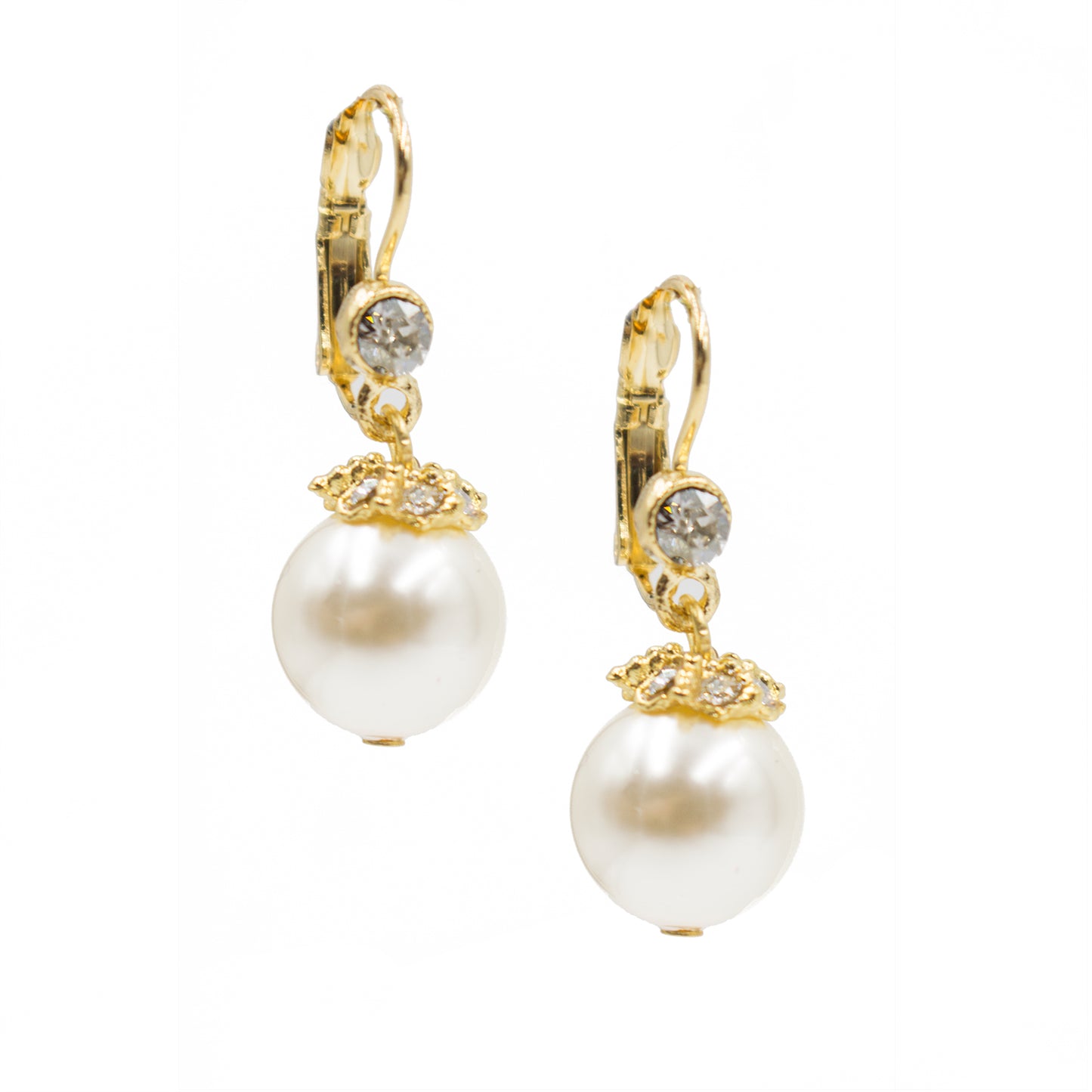 Earring 2960: White Pearl/ Gold