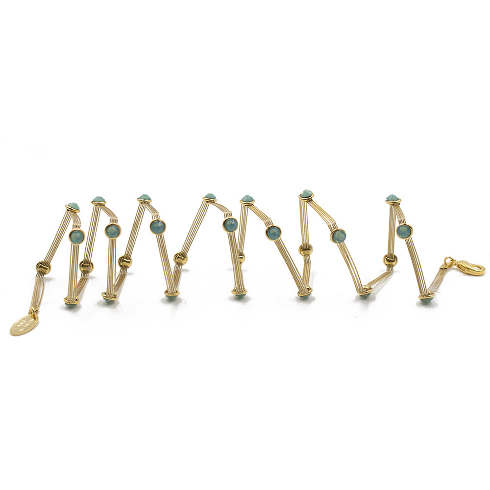 Exquisite Wraplet Bracelet 3052: Opal Turq/ Gold