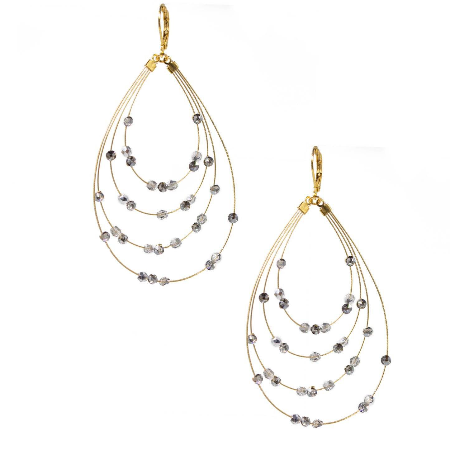Sparkle Cluster Teardrop Earring 2111: Clear/ Gold