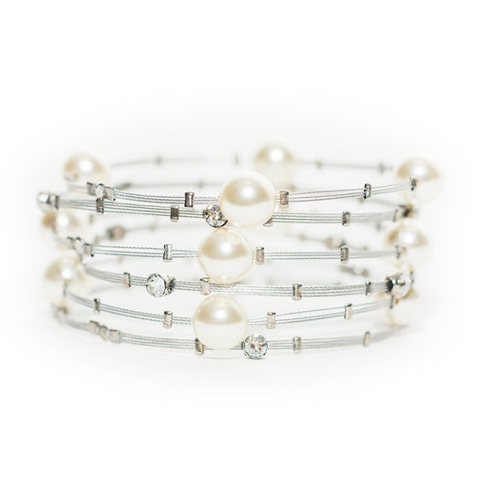Love Pearl Bracelet 3701: Clear / White / Silver