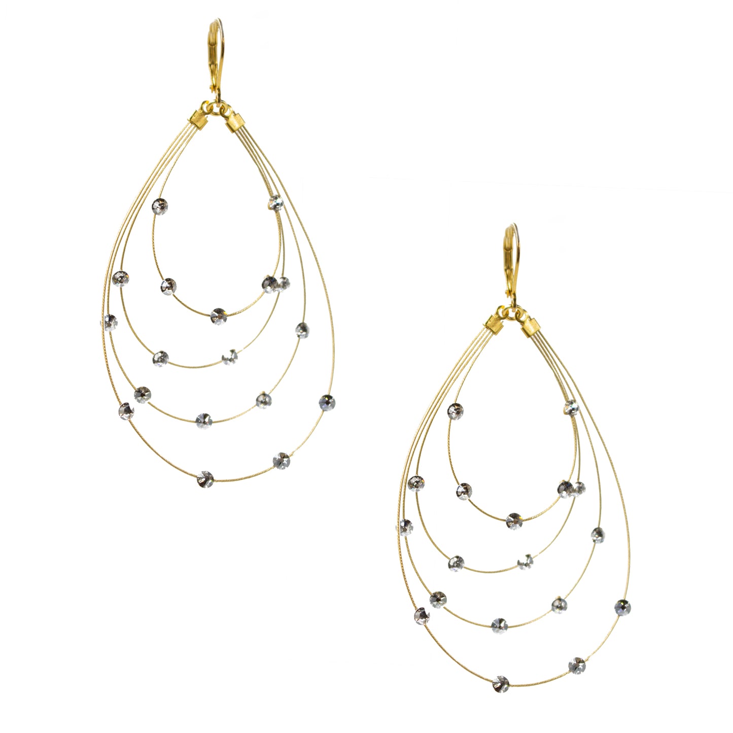 Sparkle Teardrop Earring 2107: Clear/ Gold