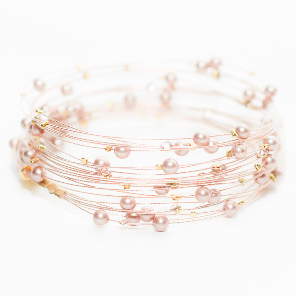 Bird's Nest Bracelet 3850: Powder Pearl/ Rose Gold