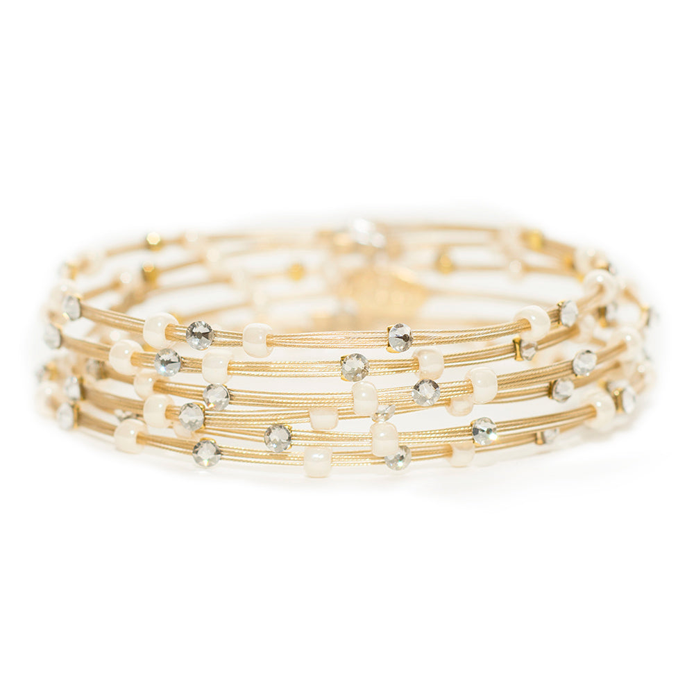 Embellished Life Bracelet 4169: Cream/ Gold
