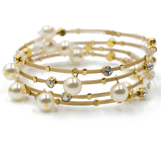 Pearl Charm Bracelet 4236: Pearl White/ Gold