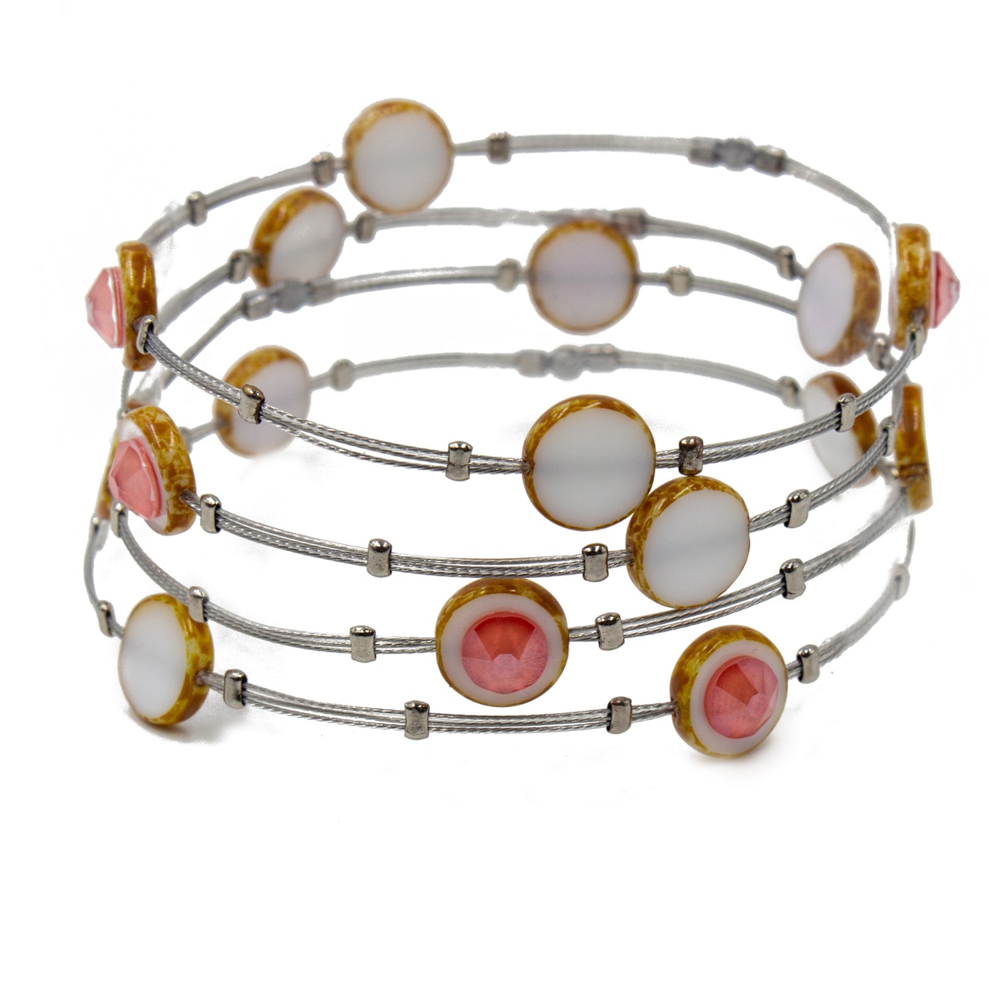 Vibrant Bracelet 3234 White/ Opal Coral/ Silver