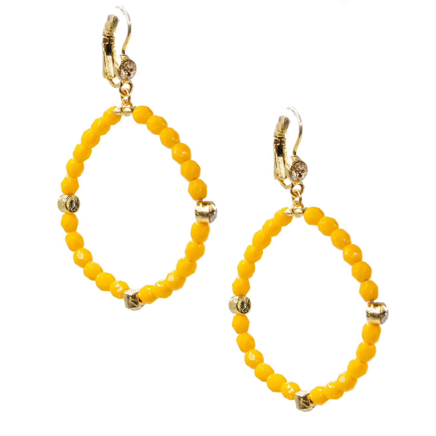 Beaded Hoop Dangle Earring 2332: Gold Shade/ Yellow/ Gold