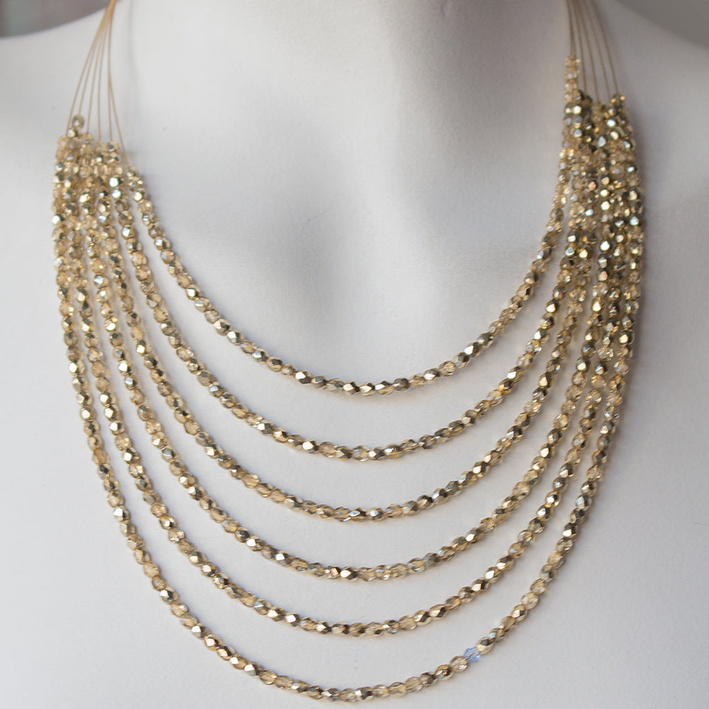 Glitzy Beaded Necklace 7974: Gold / Gold / G