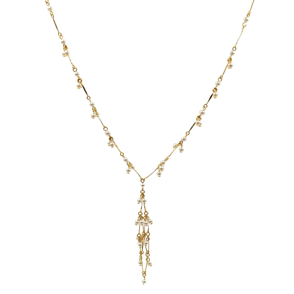 Dainty Pearl Necklace 8500: White Pearl/ Gold