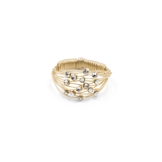 Elegant Cluster Sparkle Ring 9313: Clear / Gold