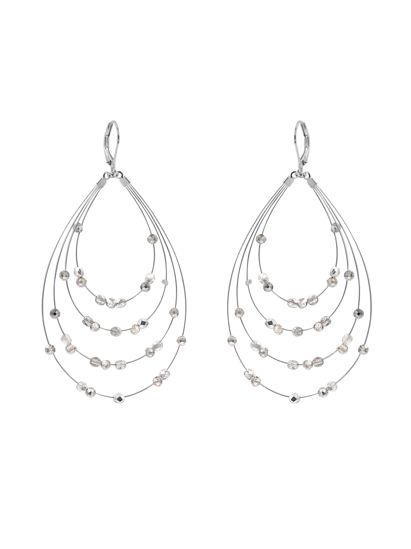 4 Layer Droplet Teardrop Earring 2111: Silver/Silver