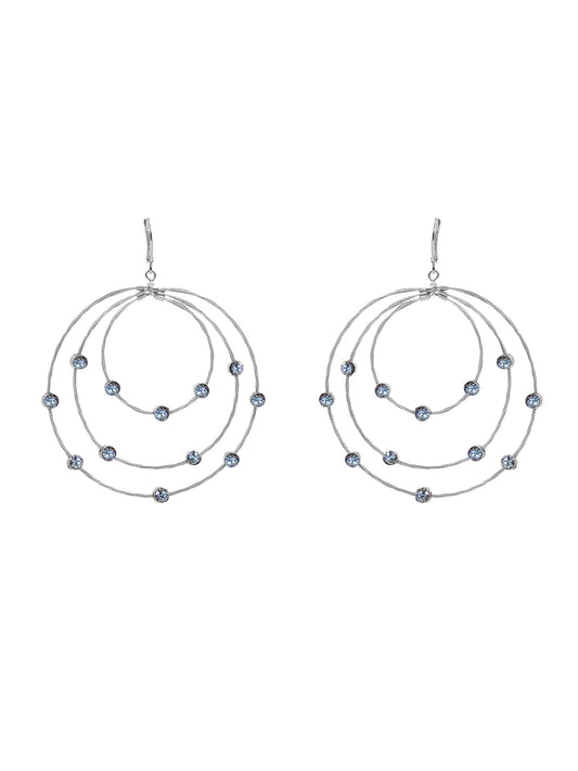 Triple Layer Circle Glitter Earring E2110: Silver/Blue