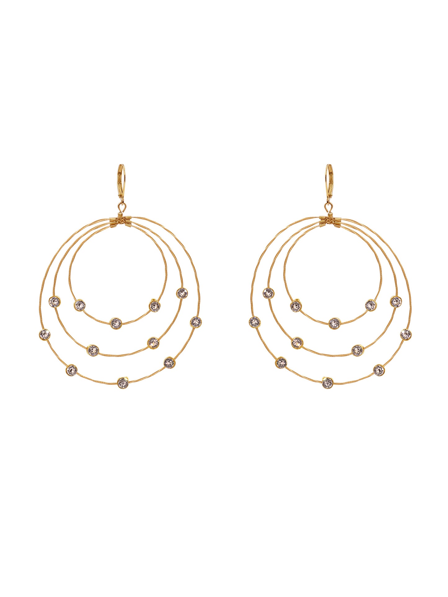 Triple Layer Circle Glitter Earring E2110: Gold/Gold