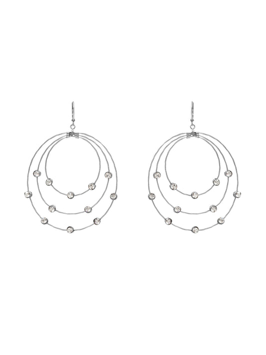 Triple Layer Circle Glitter Earring E2110: Silver/Silver