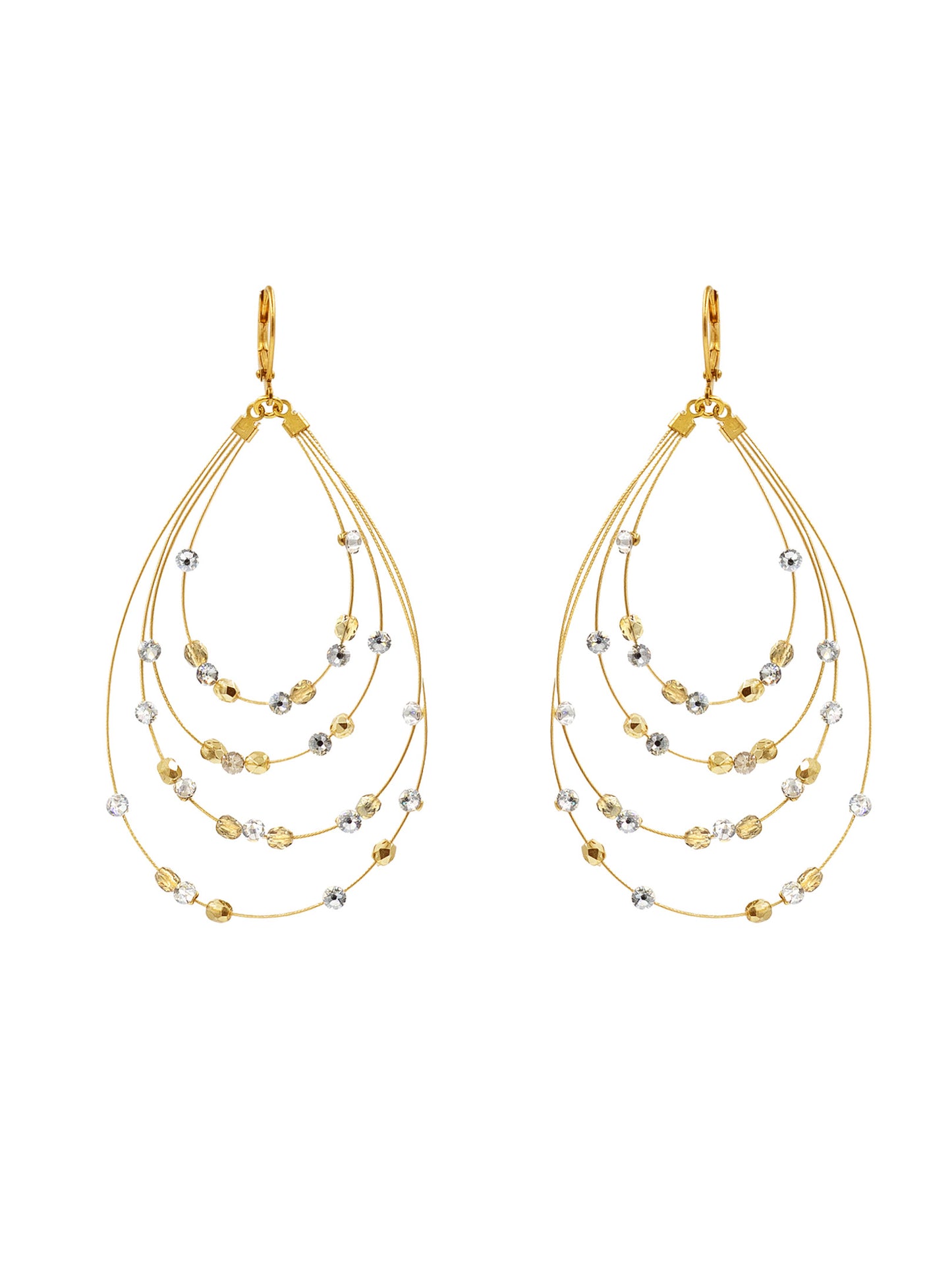 4 Layer Droplet Teardrop Earring 2111: Silver/Gold