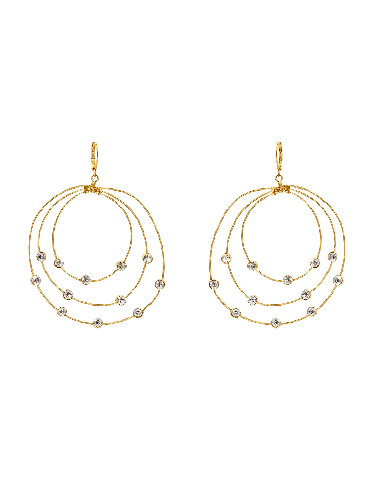 Triple Layer Circle Glitter Earring E2110: Silver/Gold