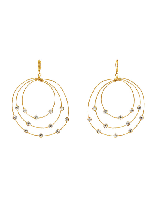 Triple Layer Circle Glitter Earring E2110: Silver/Gold