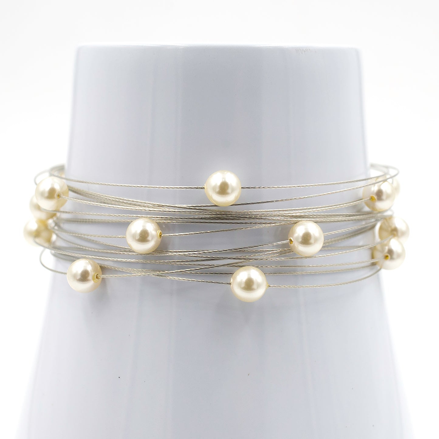 Dainty Pearl Bracelet 3869: White Pearl/ Silver