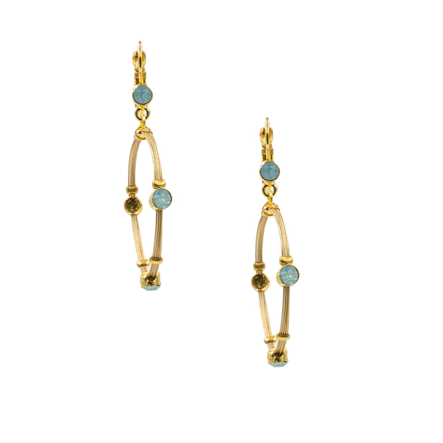 Small Hoop Dangle Earring 2912: Turq/ Gold