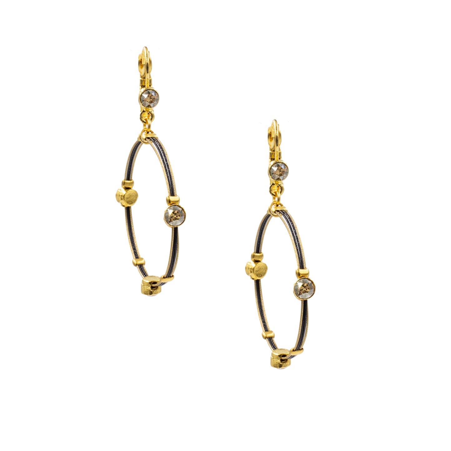 Small Hoop Dangle Earring 2912: Gold/ Black