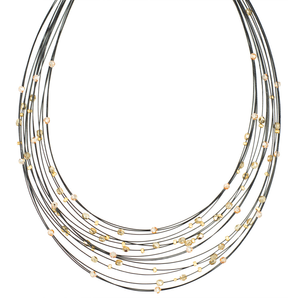 Birdsnest Necklace 8101: Black/ Gold