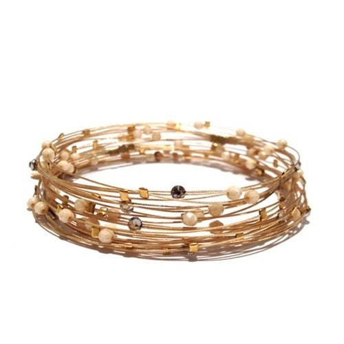 Bird's Nest Bracelet 3850: Clear / Ivory / Gold