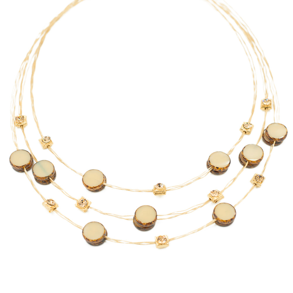 Necklace 7005: Brown/ Gold