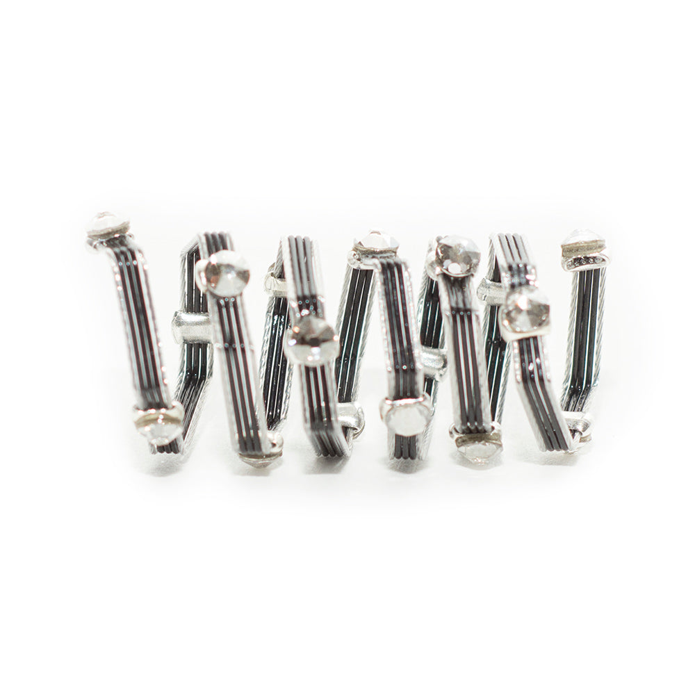 Love Wraplet Ring 9317: Clear/ Mix Black Silver