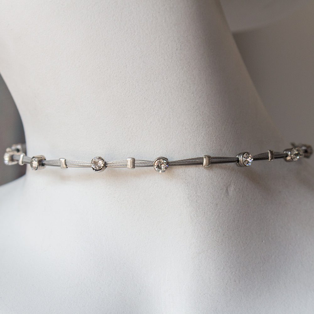 Love Choker Necklace CN3000: Clear/ Silver