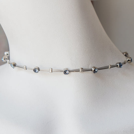 Love Choker Necklace CN3000: Denim/ Silver