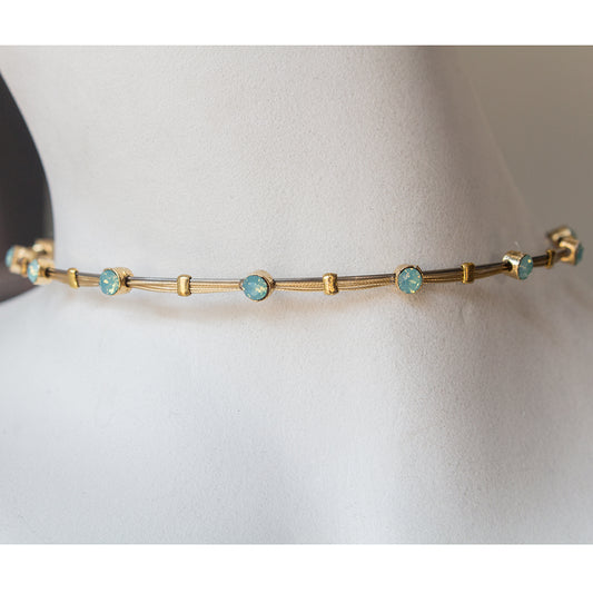 Love Choker Necklace CN3000: Opal Turq/ Gold