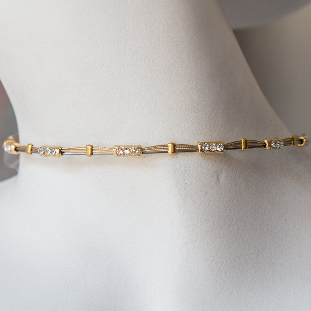 Paradise Choker Necklace CN417: Clear/ Gold