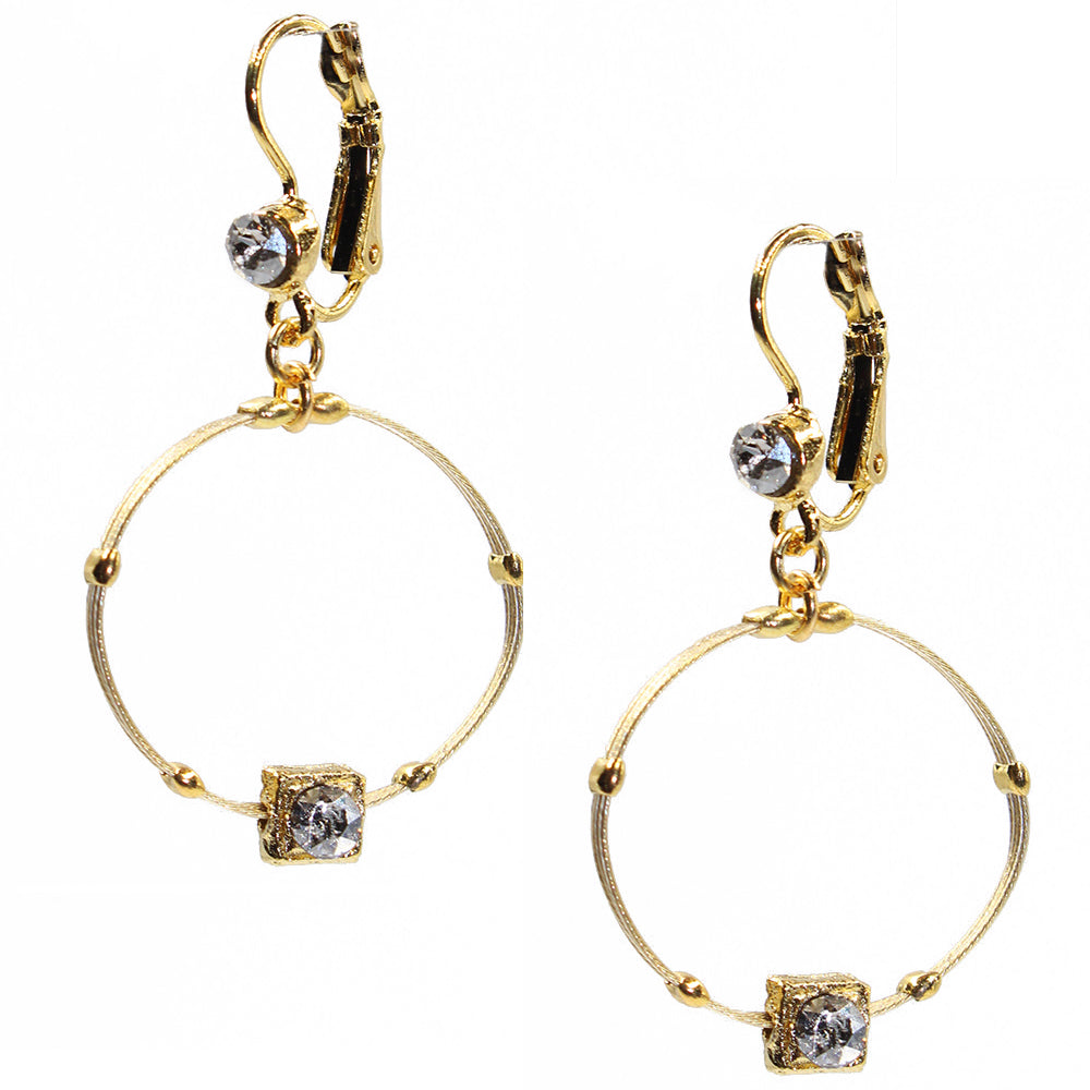 Chic Drop Hoop Earring 2803: Clear/ Gold