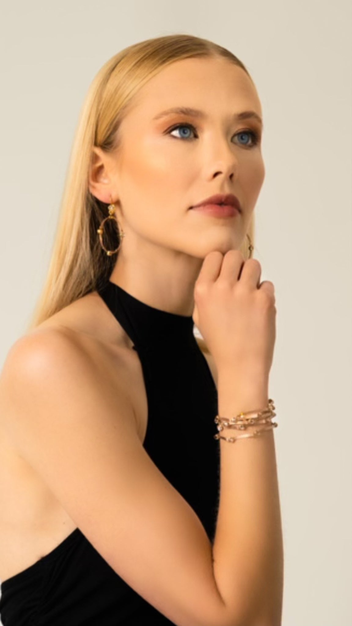 Pretty Dangle Hoop Earring 2064: Gold/ Gold