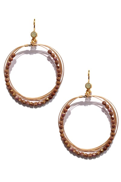 Stylish Beaded Hoop Earring 2408: Earth / Gold