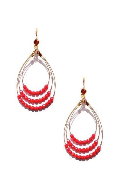 Vibrant Beaded Dangle Earring 2420: Love / Gold