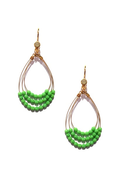Vibrant Beaded Dangle Earring 2420: Mint / Gold
