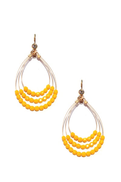 Vibrant Beaded Dangle Earring 2420: Yellow / Gold
