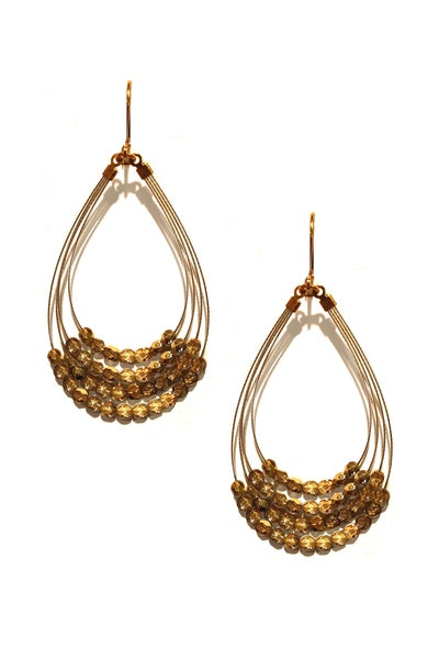 Sparkle Beaded Dangle Earring 2421: Gold / Gold
