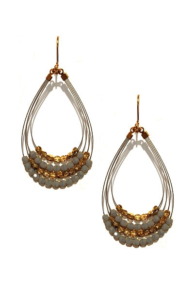 Sparkle Beaded Dangle Earring 2421: Grey / Gold / S / G