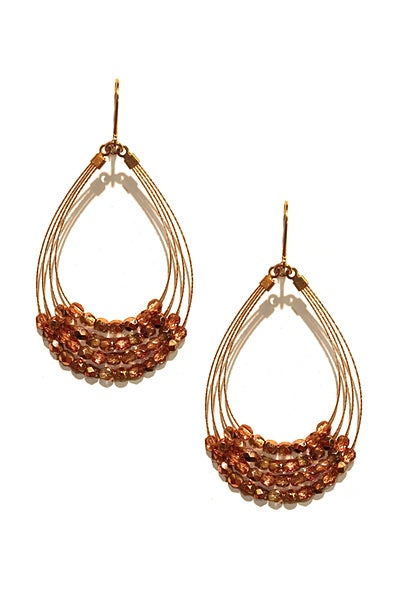 Sparkle Beaded Dangle Earring 2421: HG / Rose Gold